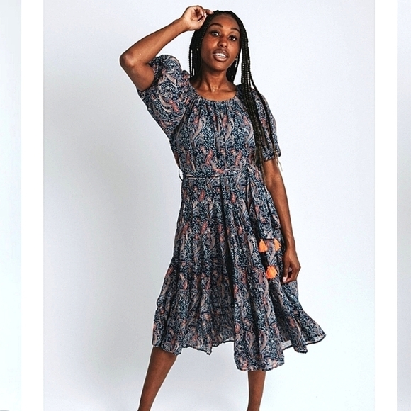 NWT Adley tiered floral boho maxi dress puff sleeve size 3x - Picture 1 of 8